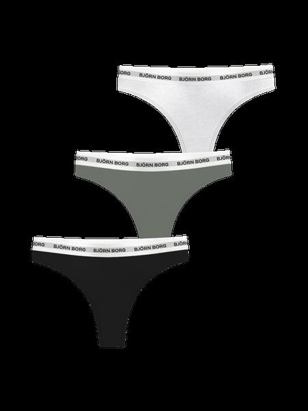 Björn Borg Logo Thongs 3-pack Sort, XS
