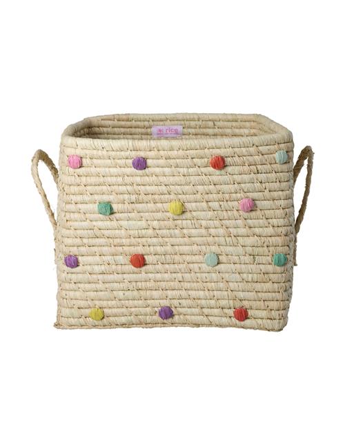 RICE Firkantet Kurv Af Raphia Cream  Cream One Size  Creme  One Size  unisex