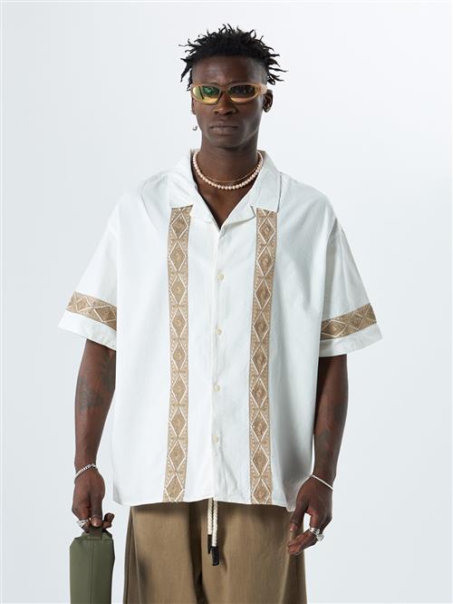 VAMOS CLO Skjorte  camel / ecru