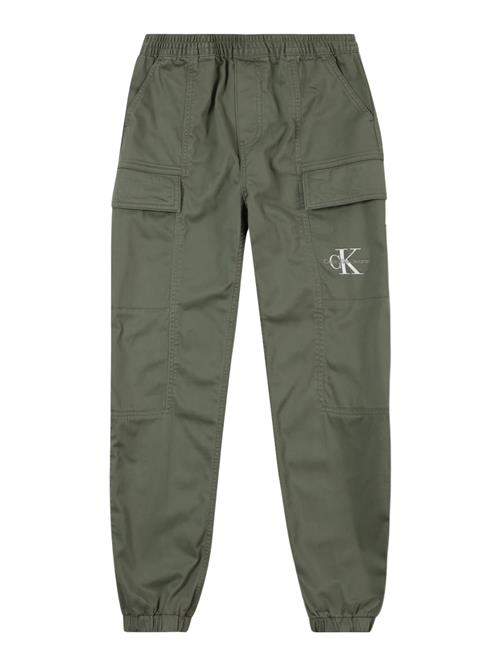 Calvin Klein Jeans Bukser 'Essential'  khaki / hvid