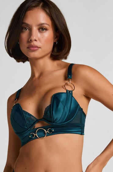 Se Hunkemöller Marjolein formstøbt longline bøjle-bh Blå ved Hunkemøller