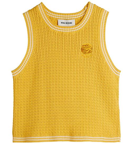 Se Mini Rodini Tanktop - Strik - Gul hos KidsWorld