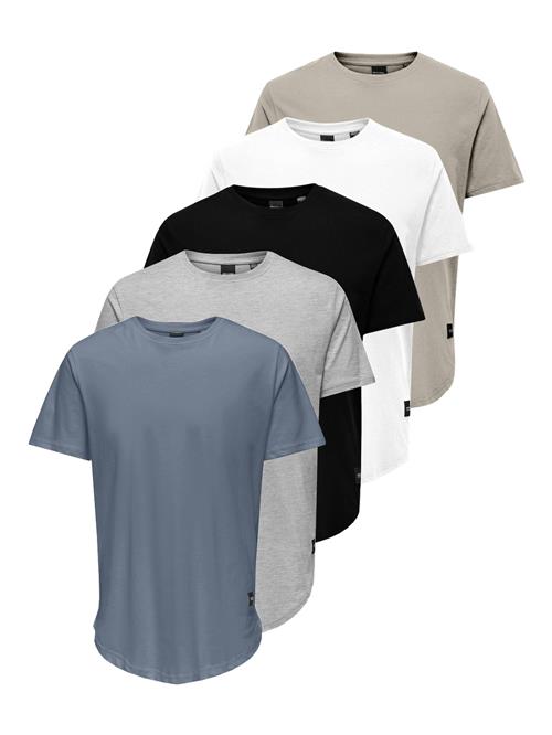 Only & Sons Bluser & t-shirts 'MATT LONGY'  blå / grå / grå-meleret / sort / hvid