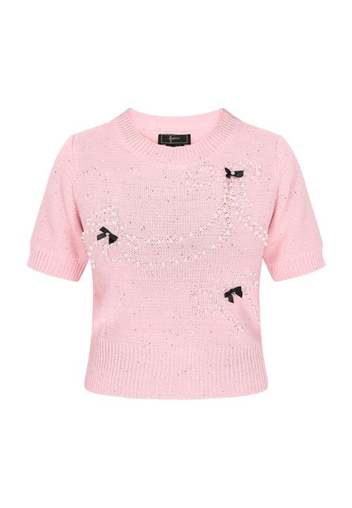 faina Pullover  lyserød / sort / perlehvid