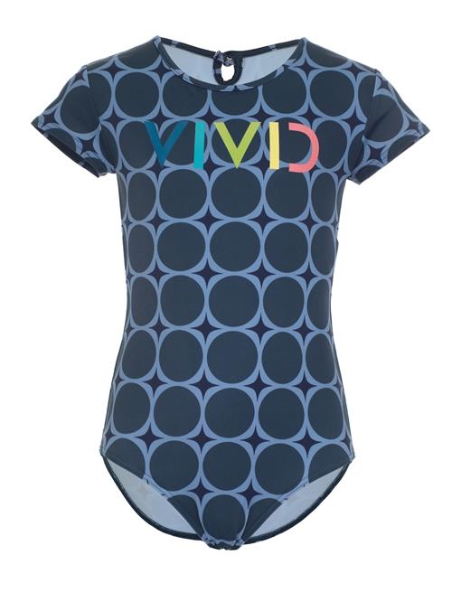 VIVID Badedragt  navy / dueblå / kiwi / laks