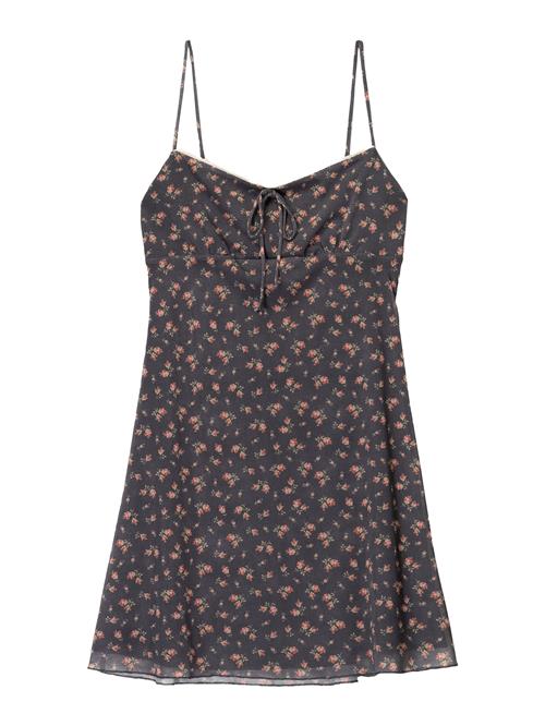 Bershka Kjole  grå / lysegrøn / rød