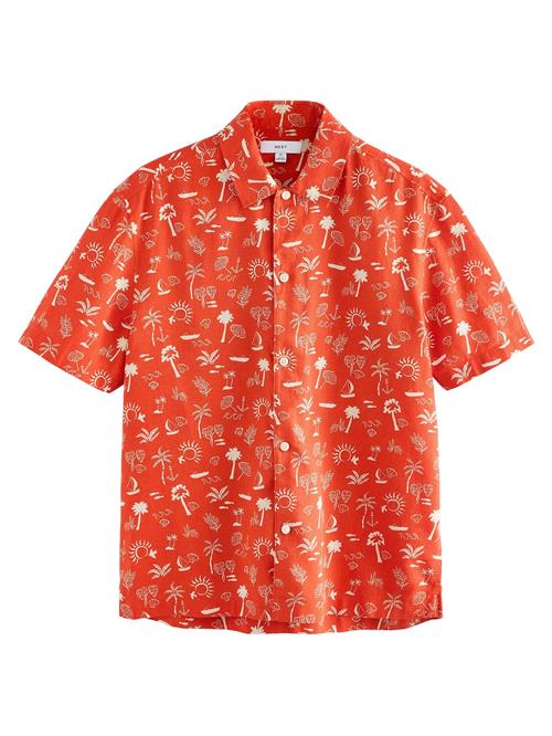 Next Skjorte 'Palm Tree'  orangerød / hvid