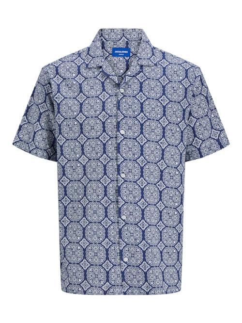 JACK & JONES Skjorte 'JORSeersucker'  navy / hvid