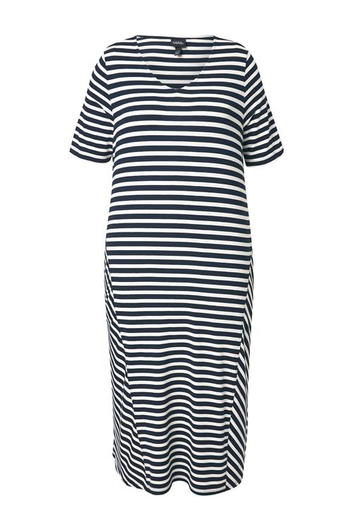 Ulla Popken Kjole  marin / hvid