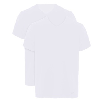 Emporio Armani Armani Cotton V-neck T-shirts 2P Hvid bomuld Small Herre