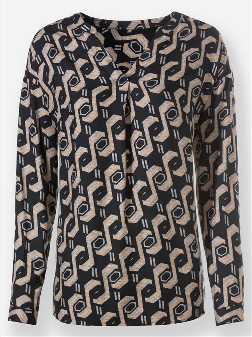 heine Bluse  beige / chamois / sort