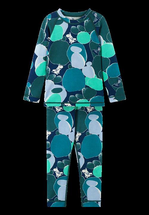 Reima Moomin Trivsam Termisk Basislag-sæt Dark Teal  Dark Teal-86 cm Wool Blå  86 cm  unisex