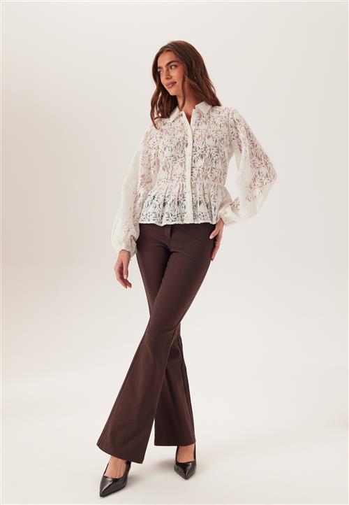 BUBBLEROOM Mid Waist Stretchy Flared Trousers