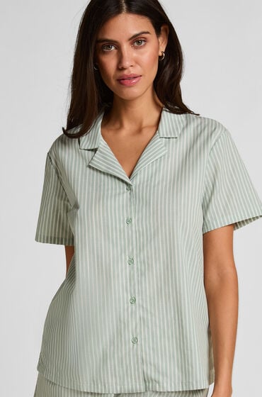 Se Hunkemöller Jakke i vævet stof med striber Grøn hos Hunkemøller