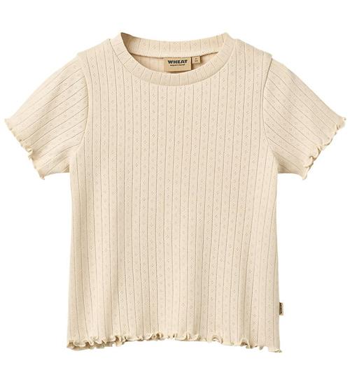 Wheat T-shirt - Rib - Irene - Almond Peach m. Hulmønster