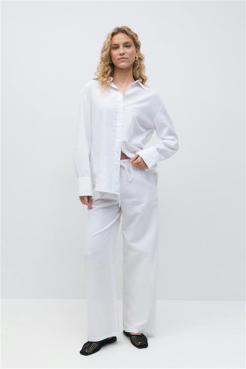 Gina Tricot - linen blend trousers - Hørbukser - Hvid - M - Dame