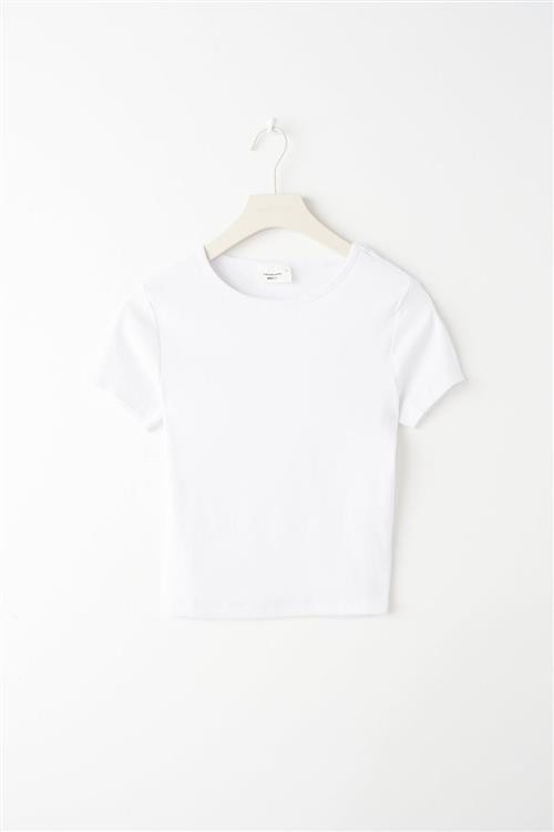 Gina Tricot - Basic tight top - t-shirts - Hvid - L - Dame