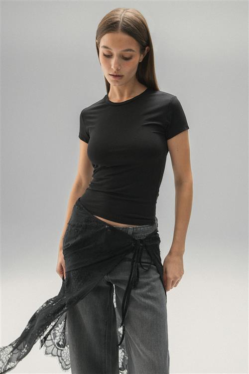 Gina Tricot - Soft touch top - Toppe - Sort - XXS - Dame