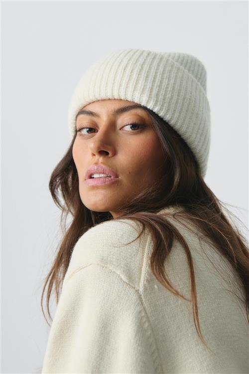 Gina Tricot - Rib beanie - Huer - Hvid - ONESIZE - Dame