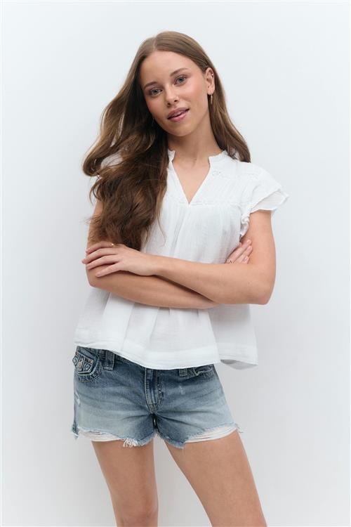 Gina Tricot - Y chunky denim shorts - shorts - Blå - 152 - Pige