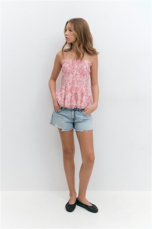 Gina Tricot - Y chunky embroidery shorts - Shorts til piger 9–14 år - Blå - 134 - Pige