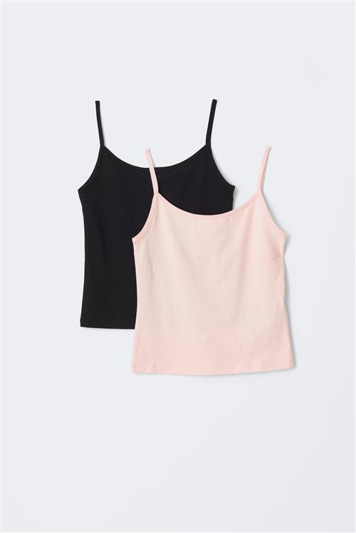 Gina Tricot - 2 pack y basic singlet - overdele - Sort - 170 - Pige