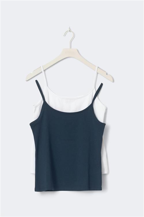 Gina Tricot - 2 pack y basic singlet - overdele - Hvid - 158/164 - Pige