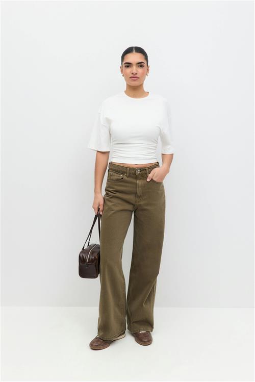 Gina Tricot - Baggy wide jeans - Baggy & loose jeans - Grøn - 32 - Dame