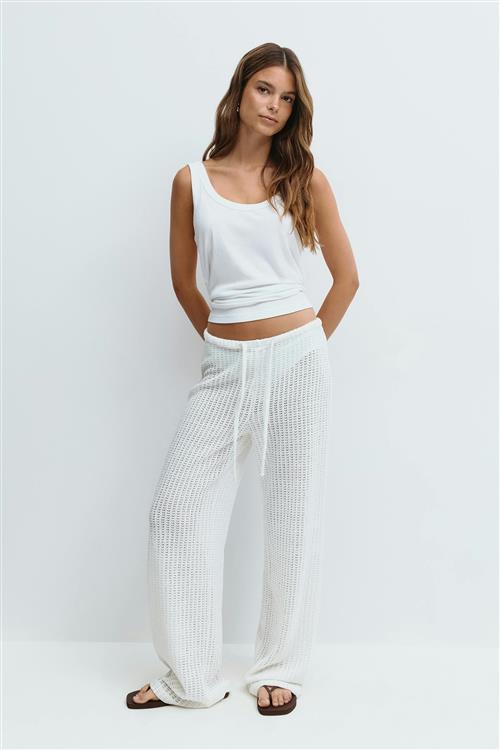 Gina Tricot - Crochet trousers - Vide bukser - Hvid - L - Dame