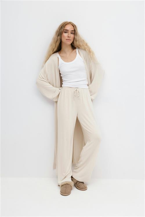Gina Tricot - Drawstring wide trousers - Vide bukser - Beige - XS - Dame