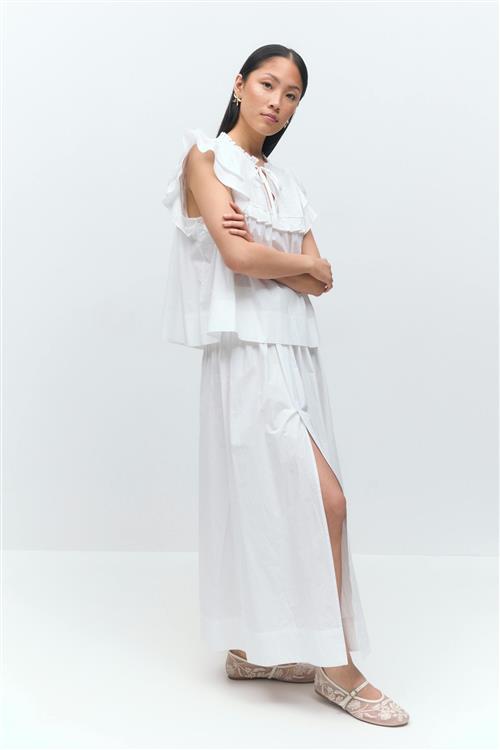 Gina Tricot - Poplin skirt - lange nederdele - Hvid - S - Dame