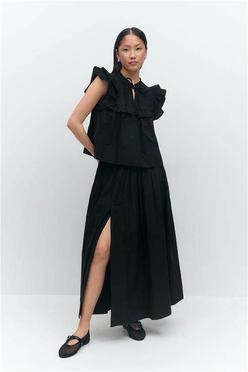 Gina Tricot - Poplin skirt - lange nederdele - Sort - L - Dame