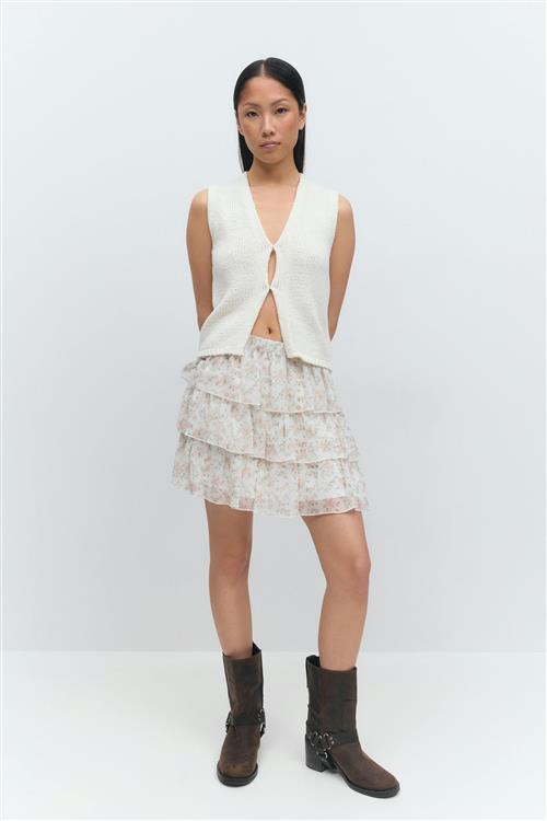 Gina Tricot - Chiffon skirt - korte nederdele - Beige - L - Dame