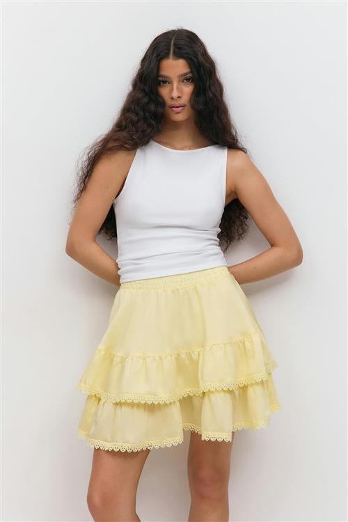 Gina Tricot - Boho mini skirt - korte nederdele - Gul - L - Dame