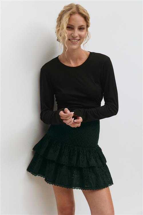 Gina Tricot - Broderie anglaise mini skirt - korte nederdele - Sort - L - Dame