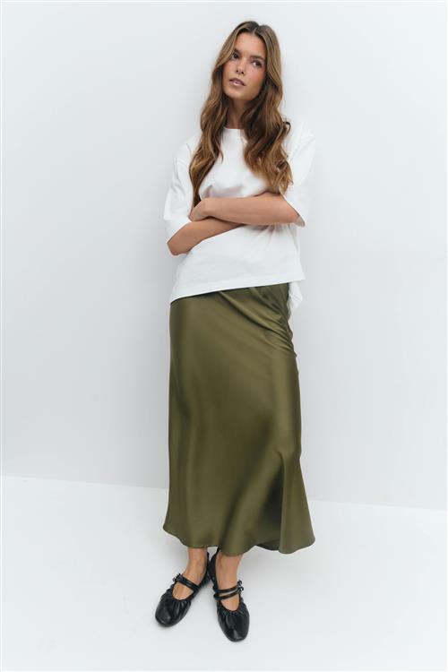 Gina Tricot - Satin skirt - satin nederdele - Grøn - XS - Dame