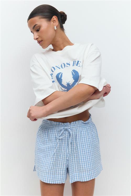 Gina Tricot - seersucker gingham shorts - Shorts - Blå - XS - Dame