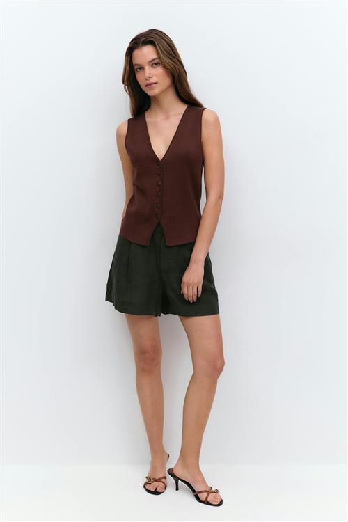 Gina Tricot - Linen shorts - hørshorts - Sort - S - Dame