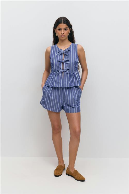 Gina Tricot - Poplin shorts - Shorts - Blå - XS - Dame