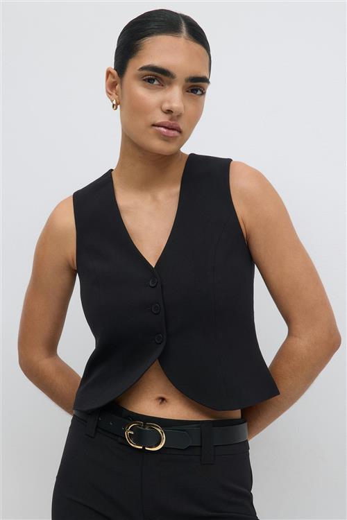 Gina Tricot - Short v-neck vest - Veste - Sort - 34 - Dame