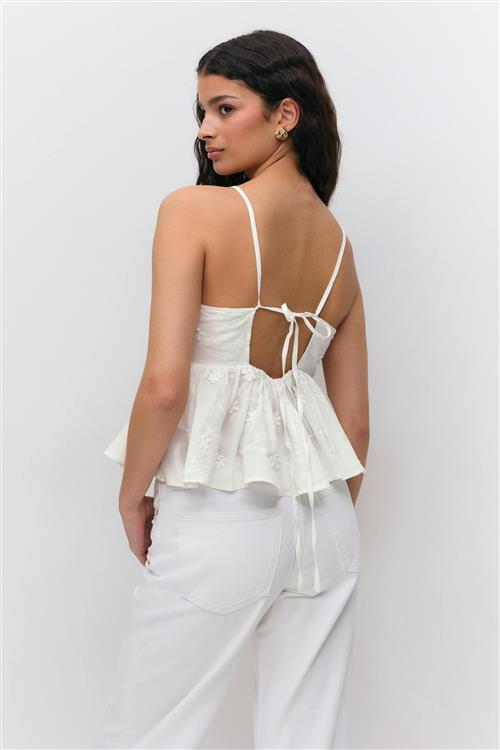 Gina Tricot - Halterneck anglaise top - Toppe uden ærmer - Hvid - XL - Dame