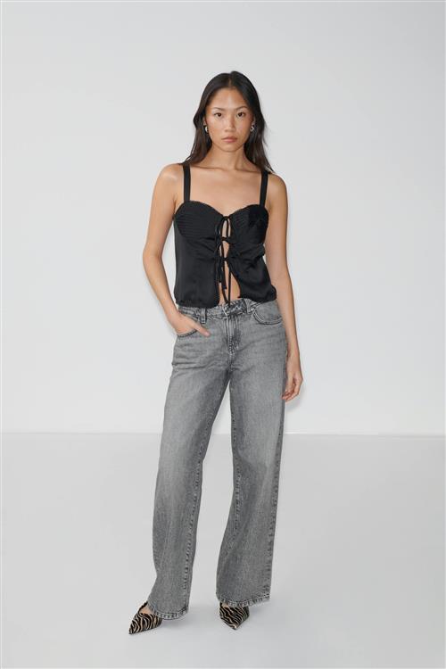 Gina Tricot - Satin singlet - Tanktops - Sort - 36 - Dame