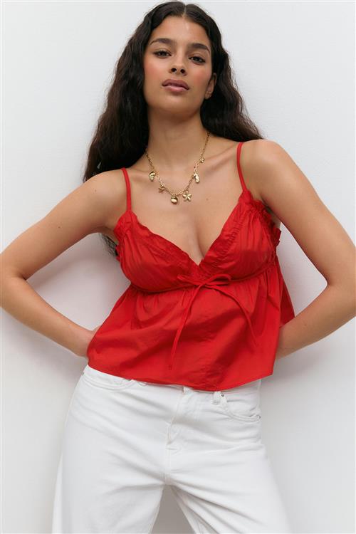 Gina Tricot - Poplin singlet - Toppe uden ærmer - Rød - XL - Dame