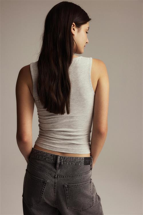 Gina Tricot - Square neck tank top - Tanktops - Grå - XXS - Dame