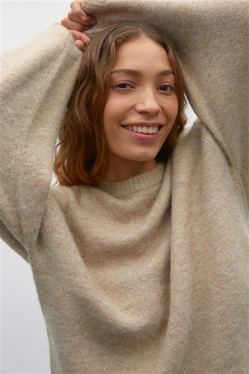 Gina Tricot - Crew neck knitted sweater - Striktrøjer - Beige - XS - Dame