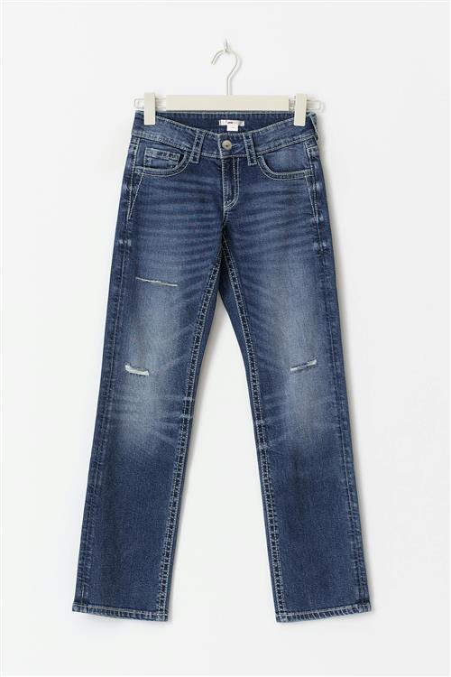 Gina Tricot - Low rise straight jeans - low waist jeans - Blå - 158 - Pige