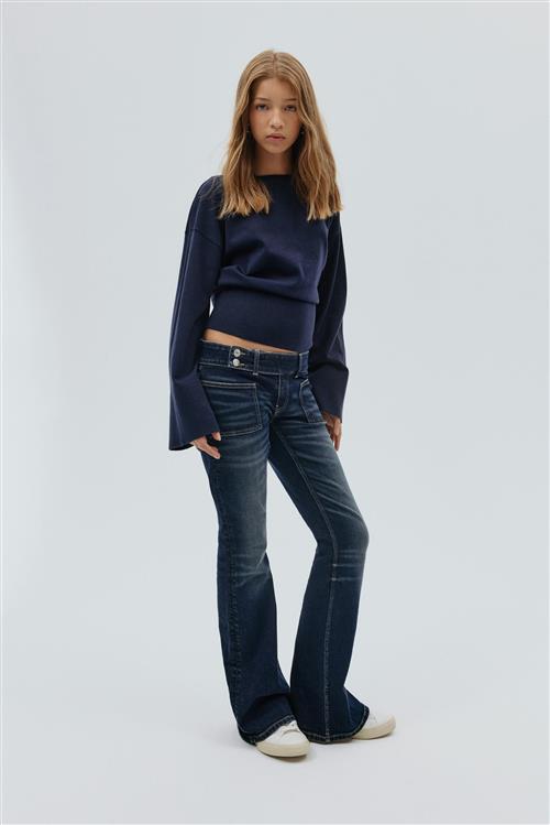 Gina Tricot - Pleated flare jeans - low waist jeans - Blå - 164 - Pige