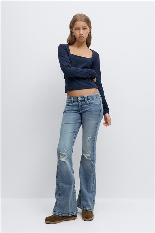 Gina Tricot - Y sparkle low flare jeans - low waist jeans til piger 9–14 år - Blå - 164 - Pige