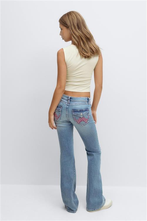 Gina Tricot - Iconic twisted jeans - bootcut jeans - Blå - 146 - Pige
