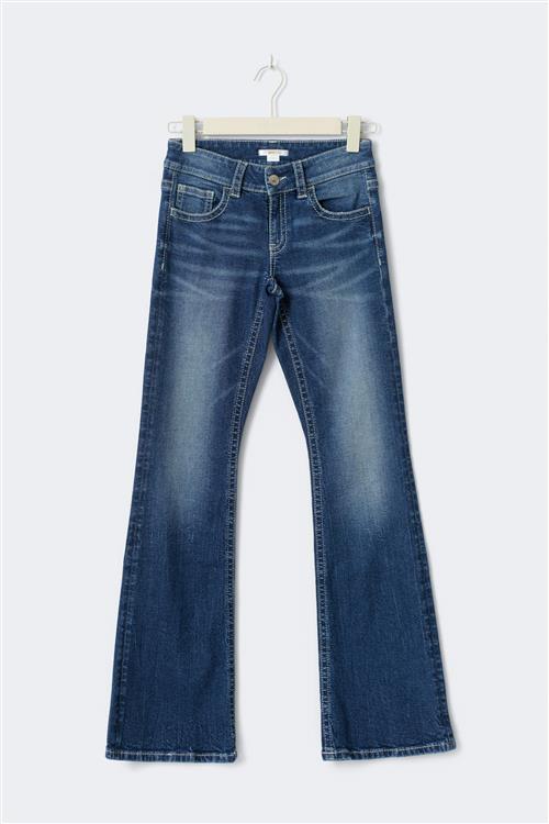 Gina Tricot - Decorated flare tall jeans - low waist jeans - Blå - 158 - Pige